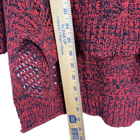 Express Sweater Cable Knit Women Sz S Red Black Oversized Slouchy Long Sleeve - Picture 9 of 10